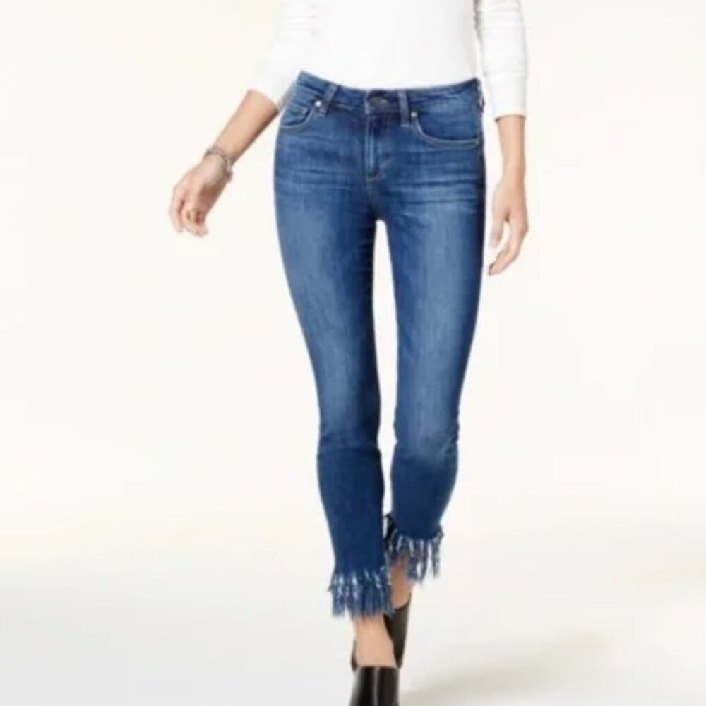 Pistola Frayed Medium Wash Fringe Hem Jeans